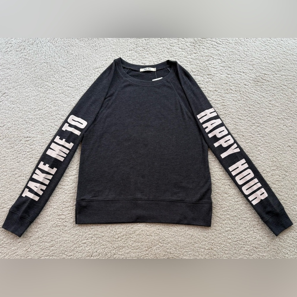 “Take Me To Happy Hour” Gray Knit Sweater by Junk Food Los Angeles